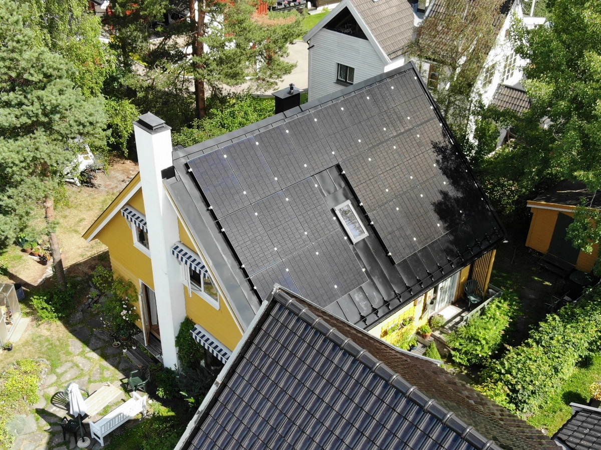 Solcellepaneler på privathus
